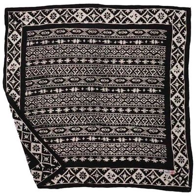 Alternate image for Hand Dyed Batik Bandana, 100% Cotton, Black White Geometric, Hand-stamped