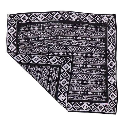 Alternate image for Hand Dyed Batik Bandana, 100% Cotton, Black White Geometric, Hand-stamped