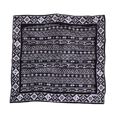 Alternate image for Hand Dyed Batik Bandana, 100% Cotton, Black White Geometric, Hand-stamped