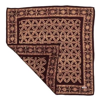 Alternate image for Batik Bandana Auburn Geometric, Hand-dyed handmade batik, hand-drawn hair cover scarf