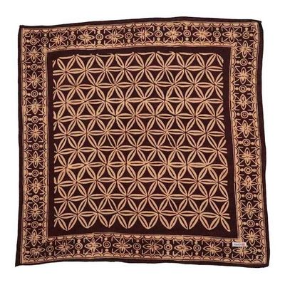 Alternate image for Batik Bandana Auburn Geometric, Hand-dyed handmade batik, hand-drawn hair cover scarf