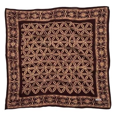 Alternate image for Batik Bandana Auburn Geometric, Hand-dyed handmade batik, hand-drawn hair cover scarf