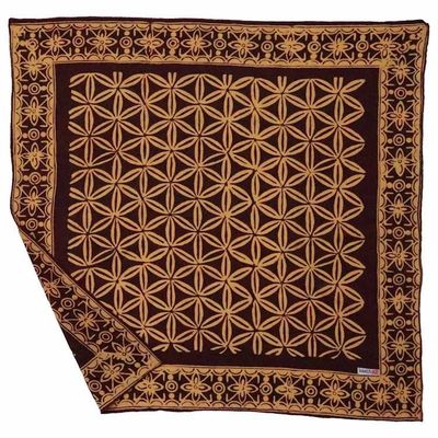 Alternate image for Batik Bandana Auburn Geometric, Hand-dyed handmade batik, hand-drawn hair cover scarf