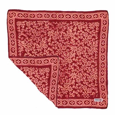 Alternate image for Hand Dyed Batik Bandana, 100% Soft Cotton, Red Loop Pattern, Burgundy