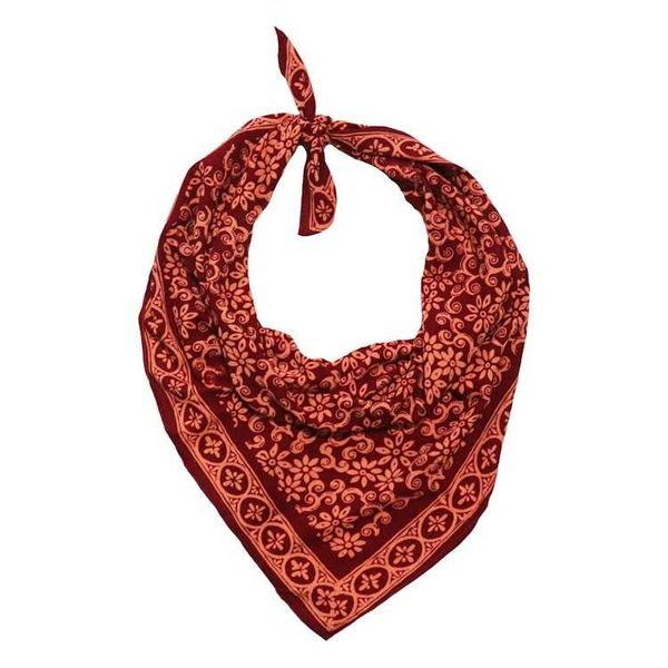 Alternate image for Hand Dyed Batik Bandana, 100% Soft Cotton, Red Loop Pattern, Burgundy