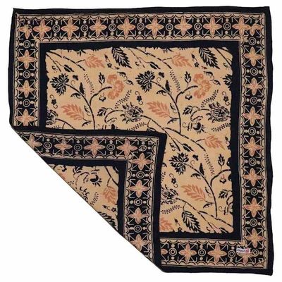 Alternate image for Batik Bandana Woven Meadow, Cream Blue, 100% Cotton, Hand Dyed Hair Cover Scarf