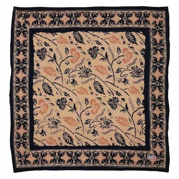 Alternate image for Batik Bandana Woven Meadow, Cream Blue, 100% Cotton, Hand Dyed Hair Cover Scarf