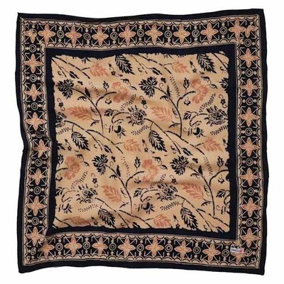 Alternate image for Batik Bandana Woven Meadow, Cream Blue, 100% Cotton, Hand Dyed Hair Cover Scarf