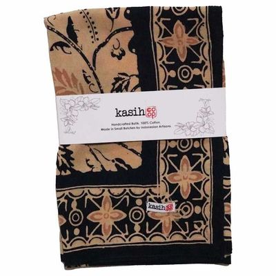 Alternate image for Batik Bandana Woven Meadow, Cream Blue, 100% Cotton, Hand Dyed Hair Cover Scarf