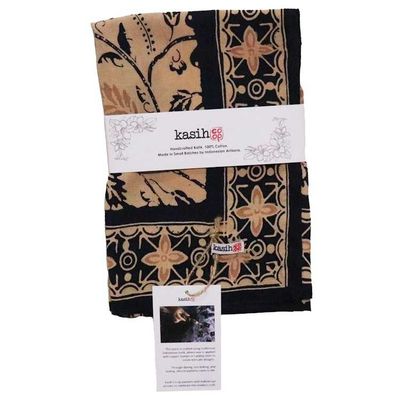 Alternate image for Batik Bandana Woven Meadow, Cream Blue, 100% Cotton, Hand Dyed Hair Cover Scarf