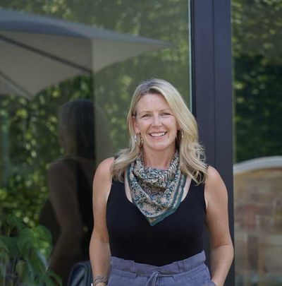 Alternate image for Hand Dyed Batik Bandana Abstract Flower, Small, Hair Cover, Blue, 100% Cotton