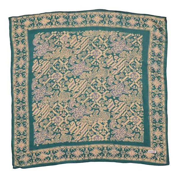 Alternate image for Hand Dyed Batik Bandana Abstract Flower, Small, Hair Cover, Blue, 100% Cotton