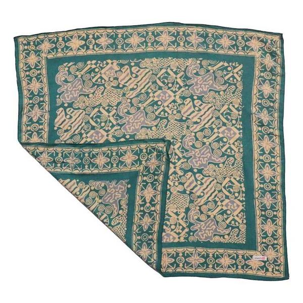 Alternate image for Hand Dyed Batik Bandana Abstract Flower, Small, Hair Cover, Blue, 100% Cotton