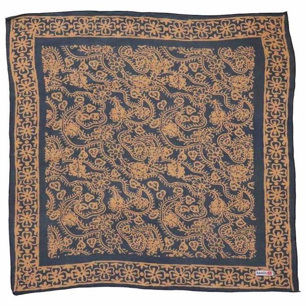 Image for Batik Bandana, gray, Lightweight 100% cotton, hand dyed hand printed, wax and dye method