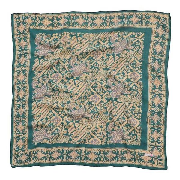 Alternate image for Hand Dyed Batik Bandana Abstract Flower, Small, Hair Cover, Blue, 100% Cotton