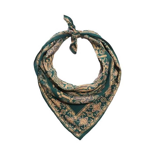 Alternate image for Hand Dyed Batik Bandana Abstract Flower, Small, Hair Cover, Blue, 100% Cotton