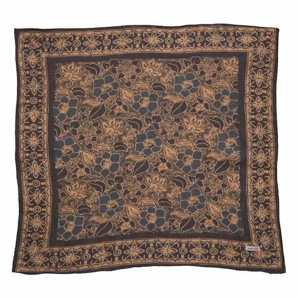Alternate image for Hand Dyed Batik Bandana Spotted Flower, Grey, Blue, Hair Cover Scarf, Cotton