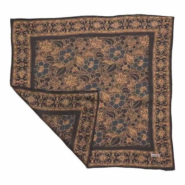 Alternate image for Hand Dyed Batik Bandana Spotted Flower, Grey, Blue, Hair Cover Scarf, Cotton