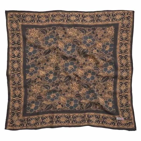 Alternate image for Hand Dyed Batik Bandana Spotted Flower, Grey, Blue, Hair Cover Scarf, Cotton