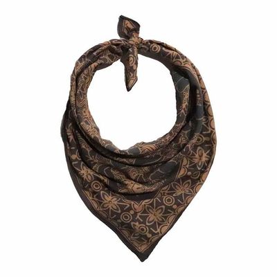 Alternate image for Hand Dyed Batik Bandana Spotted Flower, Grey, Blue, Hair Cover Scarf, Cotton