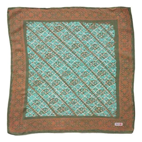Alternate image for Hand Dyed Batik Bandana, Soft Lightweight Cotton, Leaf Grid
