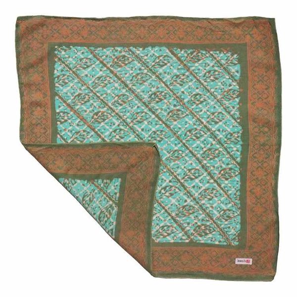 Alternate image for Hand Dyed Batik Bandana, Soft Lightweight Cotton, Leaf Grid