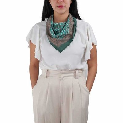 Alternate image for Hand Dyed Batik Bandana, Soft Lightweight Cotton, Leaf Grid