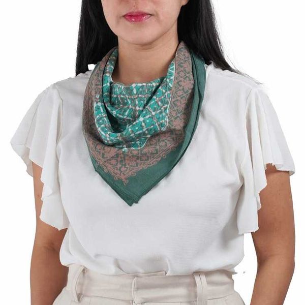 Alternate image for Hand Dyed Batik Bandana, Soft Lightweight Cotton, Leaf Grid