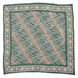Image for Hand Dyed Batik Bandana, 100% Soft Cotton, Forest Scroll, Green, Peach, Autumn