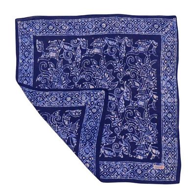 Alternate image for Hand Dyed Batik Bandana, Soft Lightweight Cotton, Black & Dark Blue Wings
