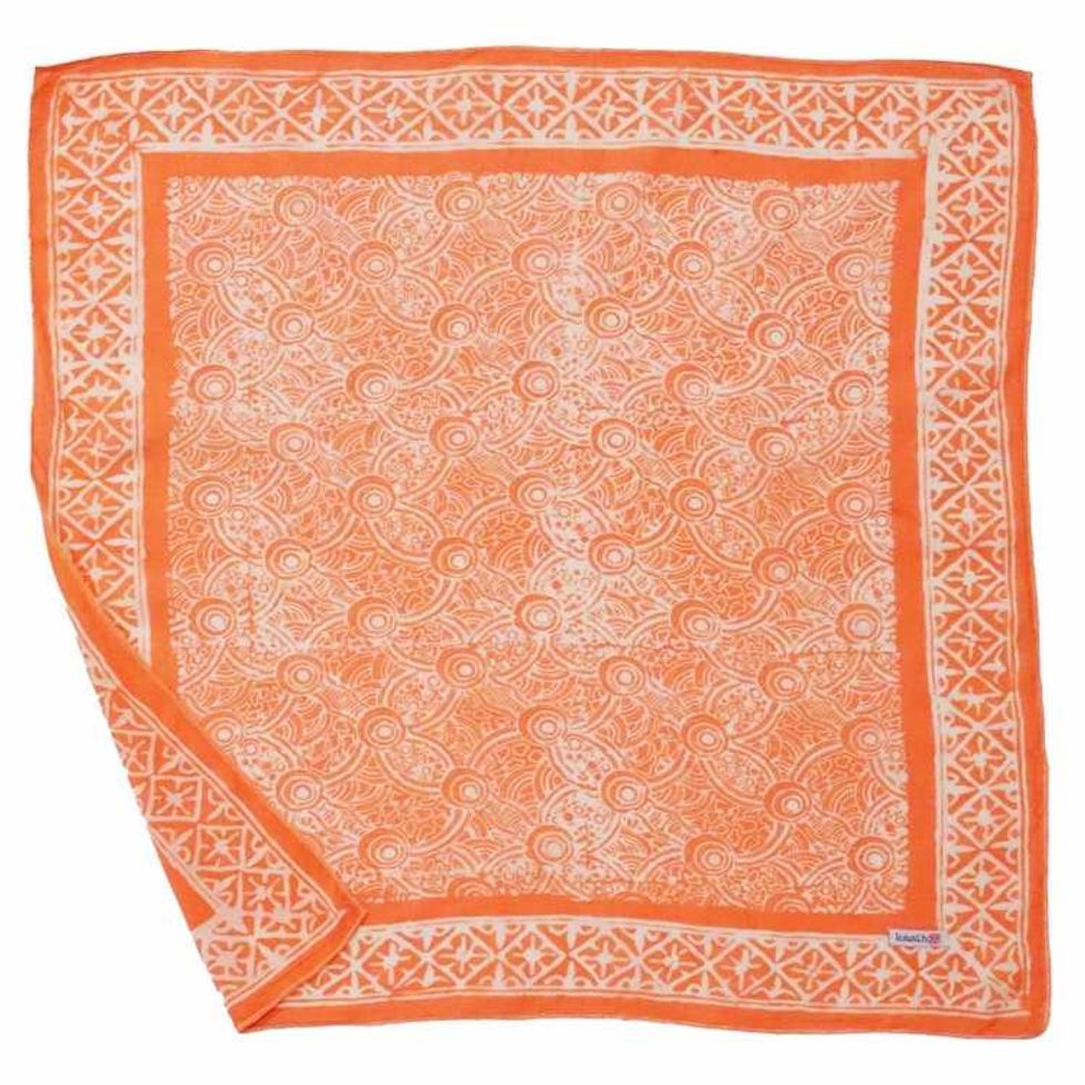 Hand Dyed Batik Bandana - Soft Lightweight Cotton, Golden Iris, In Peach Color