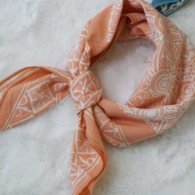 Alternate image for Hand Dyed Batik Bandana - Soft Lightweight Cotton, Golden Iris, In Peach Color