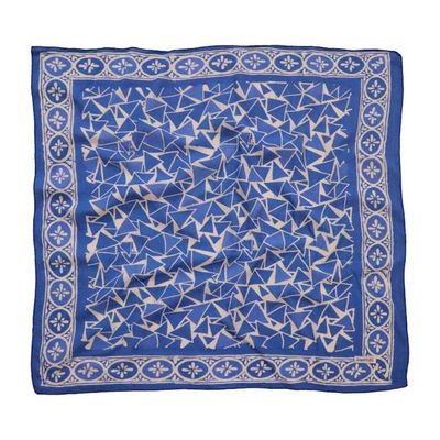 Alternate image for Hand Dyed Batik Bandana, 100% Soft Cotton, Ocean Prism, Blue, White