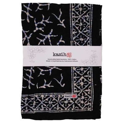 Alternate image for Hand Dyed Batik Bandana, 100% Soft Cotton, Mark, Black, White