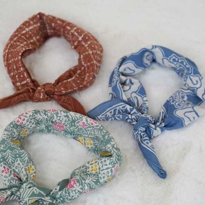 Alternate image for Hand Dyed Batik Bandana, 100% Soft Cotton, Pewter Sky, Grey