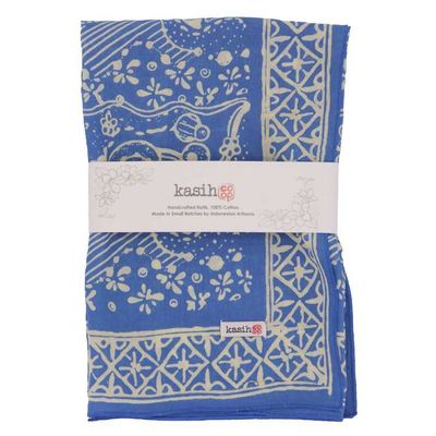 Alternate image for Hand Dyed Batik Bandana, 100% Soft Cotton, Tidal Flow, Blue