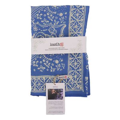 Alternate image for Hand Dyed Batik Bandana, 100% Soft Cotton, Tidal Flow, Blue