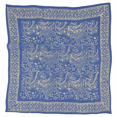 Alternate image for Hand Dyed Batik Bandana, 100% Soft Cotton, Tidal Flow, Blue
