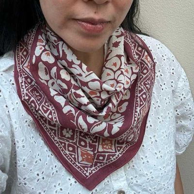 Primary image for Hand Dyed Batik Bandana, Plum Haze, Floral, Purple, Scarf, 100% Cotton