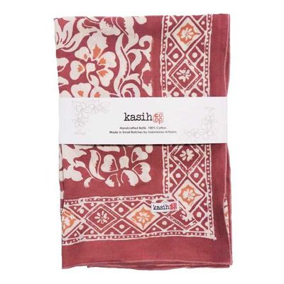 Alternate image for Hand Dyed Batik Bandana, Plum Haze, Floral, Purple, Scarf, 100% Cotton