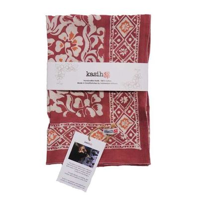 Alternate image for Hand Dyed Batik Bandana, Plum Haze, Floral, Purple, Scarf, 100% Cotton