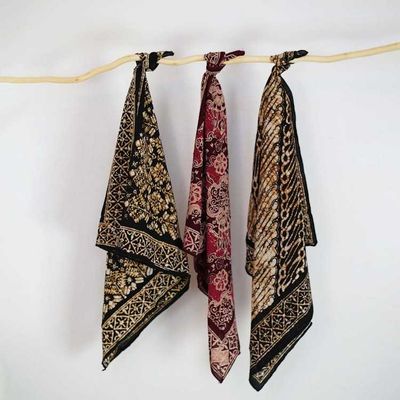 Alternate image for Hand Dyed Batik Bandana, 100% Soft Cotton, Shadow & Soil, Black Brown