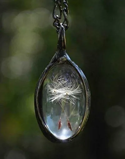 Alternate image for Wish Necklace, Dandelion Seed Pendant, 3 Seeds, 3 Wishes
