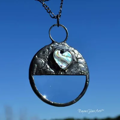 Primary image for Magnifying Glass Necklace, Abalone Heart Accent