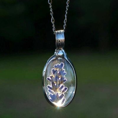 Alternate image for Real Pressed Flower Pendant Necklace for Women, Purple Lavender Jewelry