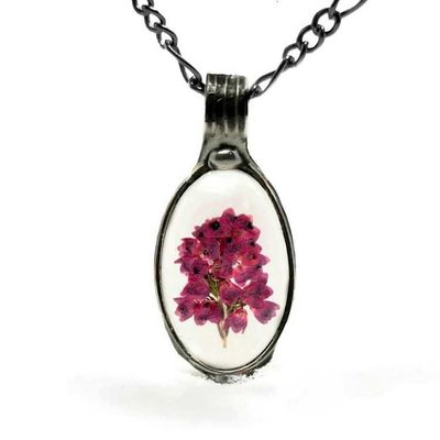 Alternate image for Scottish Heather Pendant Necklace for Women, Real Pressed Flower Jewelry