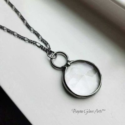 Alternate image for Kaleidoscope Pendant Necklace for Women, Faceted Prism Glass Crystal Jewelry