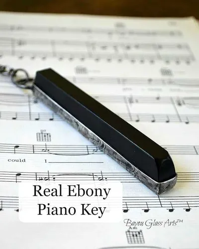 Primary image for Real Ebony Piano Key Pendant Necklace or Key Chain, Antique 100 year old Sharp Flat Wooden Jewelry