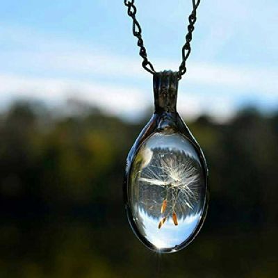 Alternate image for Wish Necklace, Dandelion Seed Pendant, 3 Seeds, 3 Wishes