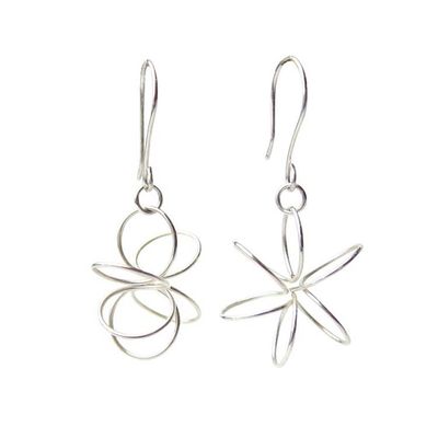 Primary image for Sterling Silver Snowflake Star Dangling Earrings